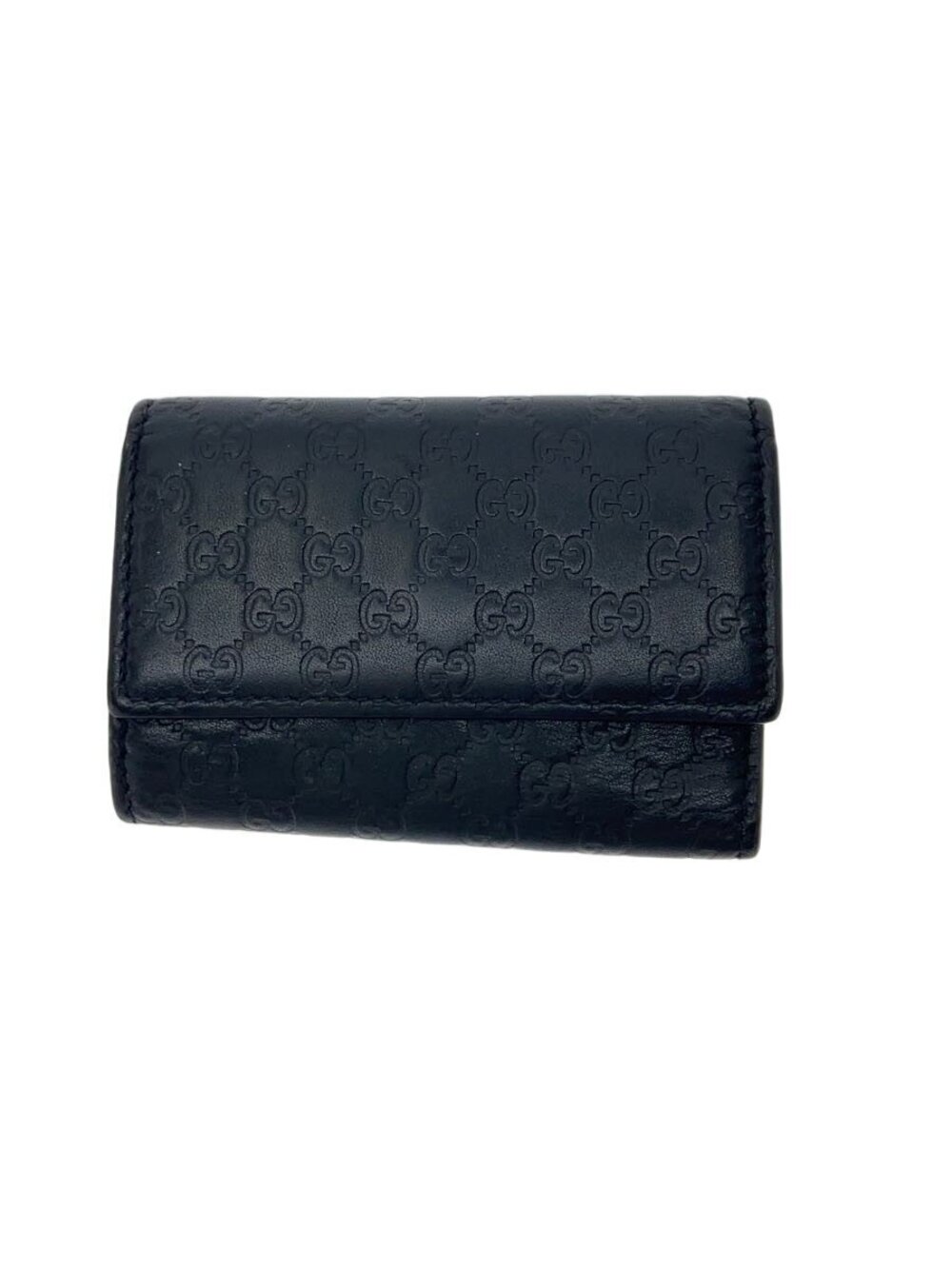 Gucci Key Case Wallet Microguccissima Leather Black All over